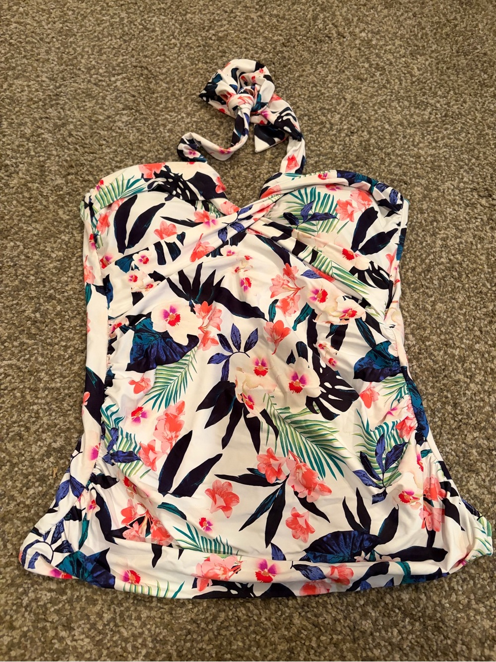 Tropical Halter Tankini Top